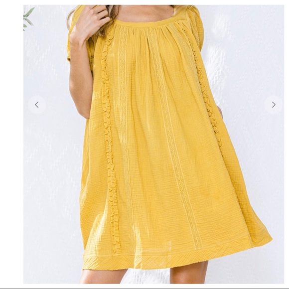 -#19 Boho Gipsy Chic 100% Cotton Square Neck Swing Dress - Picture 2 of 4